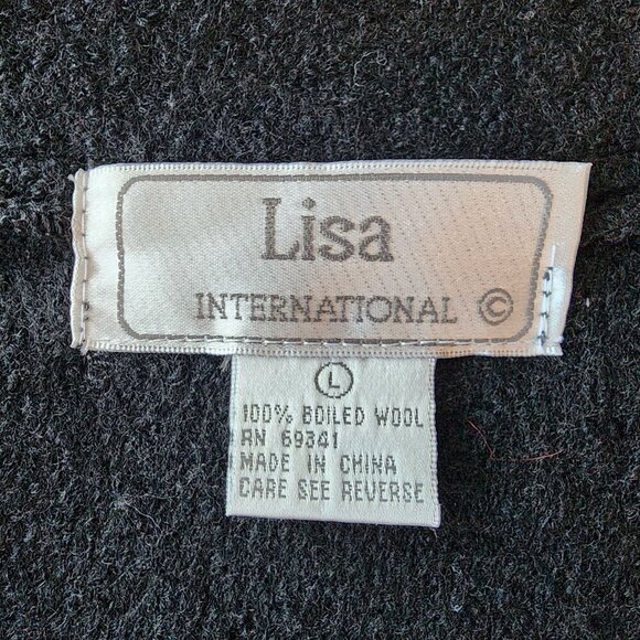Vintage Lisa International Boiled Wool Black Snowflake Zipper Vest Womens Large - Picture 7 of 8